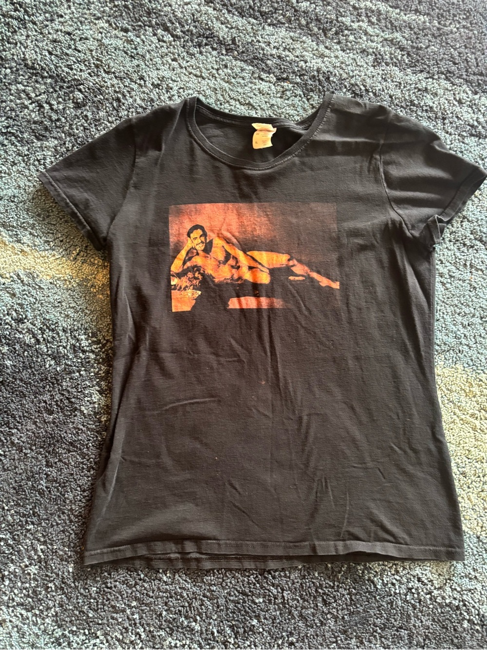 ICONIC Burt Reynolds Playgirl cover black T shirt XL 100% cotton